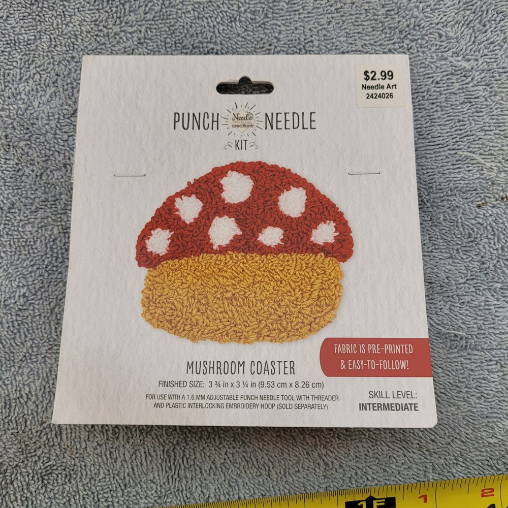 Needle Creations‎ Mushroom Coaster Punch Needle Kit NC-PNND-MUSH Red Gold White